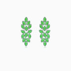 Stříbrné náušnice se smaragdovými lístky