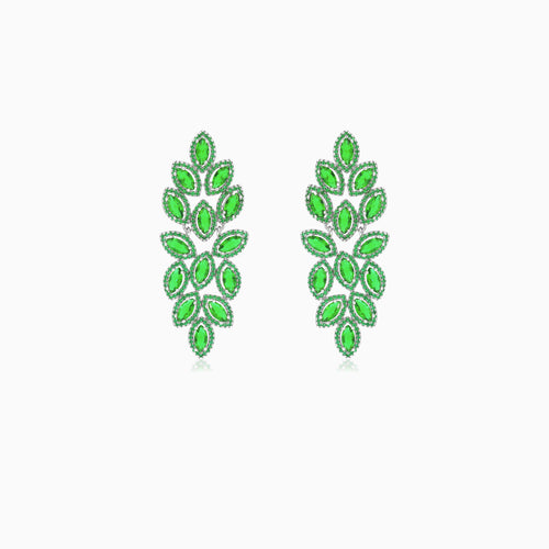 Stříbrné náušnice se smaragdovými lístky