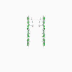 Stříbrné náušnice se smaragdovými lístky