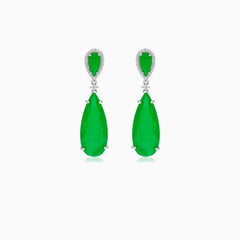 Sterling silver emerald dangling earrings