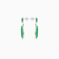 Sterling silver emerald dangling earrings