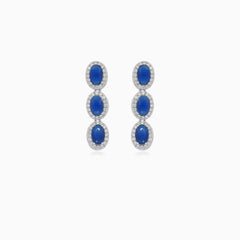 Náušnice ve tvaru kapky se safírem