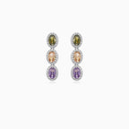 Halo drop earrings with multicolor stones