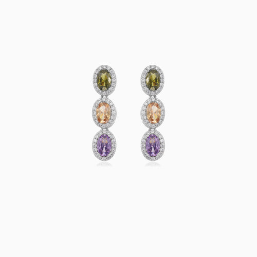 Náušnice ve tvaru svatozáře s různobarevnými kameny