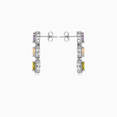 Halo drop earrings with multicolor stones