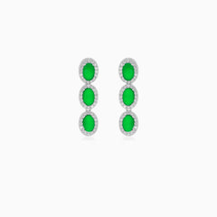 Pendientes colgantes con halo y esmeralda