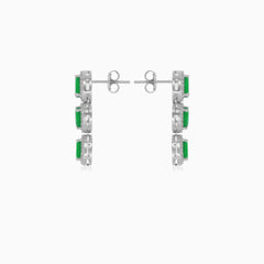 Pendientes colgantes con halo y esmeralda
