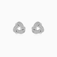 Sterling Silber Knoten Ohrstecker mit Zirkonia
