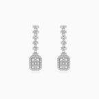 Elegant halo sterling silver drop earrings for women