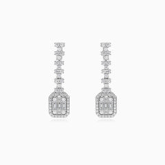 Elegant halo sterling silver drop earrings for women