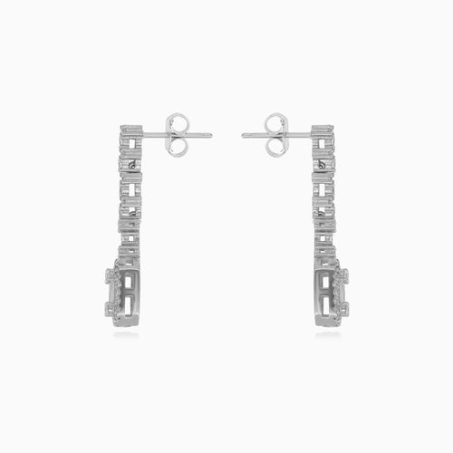 Elegantes pendientes colgantes de plata esterlina con halo para mujer