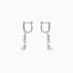 Sterlingsilber-Tropfenohrringe mit runden und Blumen-Perlen