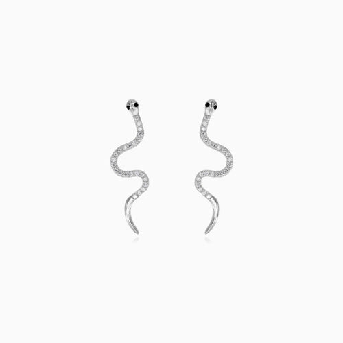 Sterlingsilberohrhänger im Schlangendesign mit Onyx und Zirkonia