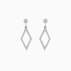 Stříbrné kosočtvercové náušnice se zirkony