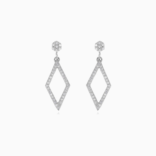 Stříbrné kosočtvercové náušnice se zirkony