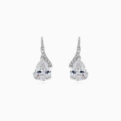 Boucles d’oreilles en argent avec zircone poire et ronde