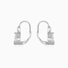 Boucles d’oreilles en argent avec zircone poire et ronde