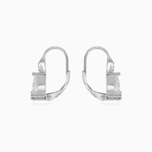 Boucles d’oreilles en argent avec zircone poire et ronde
