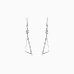 Boucles d’oreilles pendantes en argent sterling avec triangle incurvé