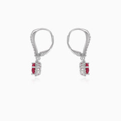 Sterlingsilber-Halo-Ohrringe mit Rubin