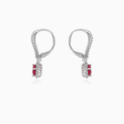 Sterlingsilber-Halo-Ohrringe mit Rubin