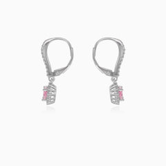 Stříbrné náušnice se svatozáří z růžového křemene