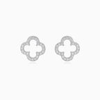 Stříbrné náušnice čtyřlístek se zirkonem