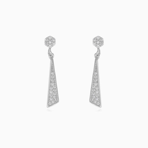 Dámské stříbrné trojúhelníkové náušnice se zirkony