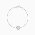 Bracelet halo en argent sterling avec trèfle et perle