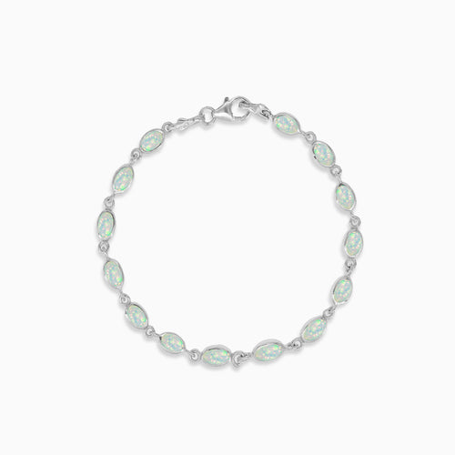 Sterling silver bracelet with white opal
