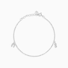 Pulsera de cadena de plata de ley con colgantes