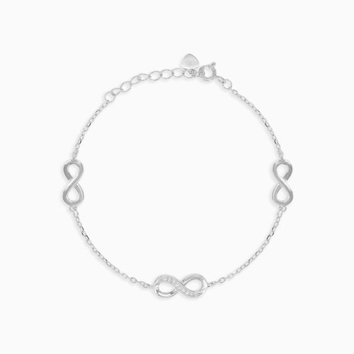 Bracelet en argent sterling avec trois symboles de l'infini