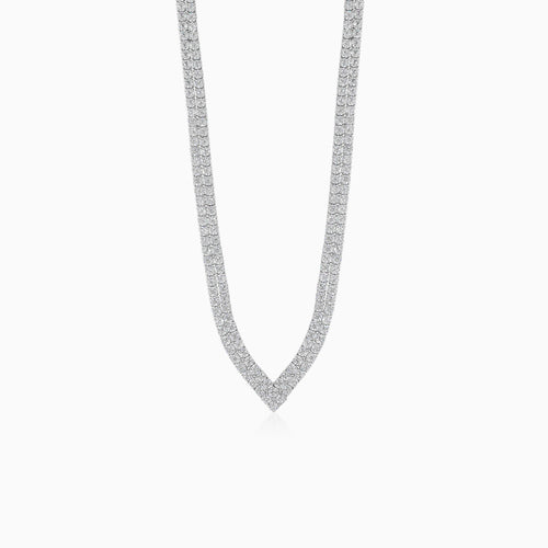 Collier tennis en argent sterling avec deux rangées de zirconiums cubiques.