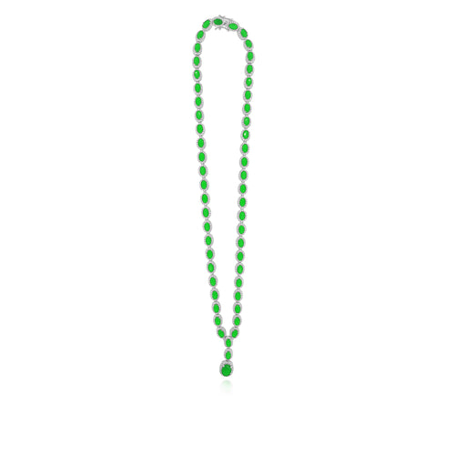 Stříbrný náhrdelník se svatozáří a smaragdem