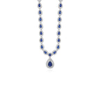 Stříbrný náhrdelník se svatozáří a hruškovým safírem