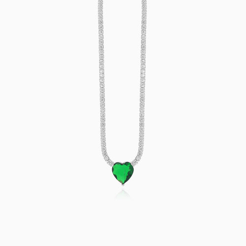 Collier en argent sterling avec émeraude en forme de cœur