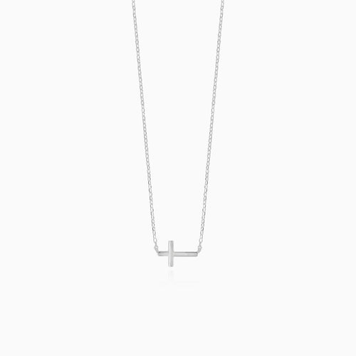 Collier croix en argent sterling poli