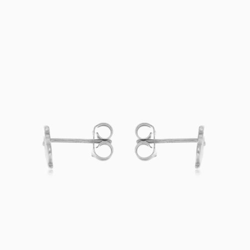 White gold owl earrings with cubic zirconia