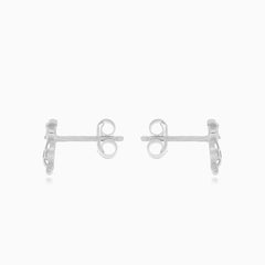 Boucles d’oreilles clous en or blanc avec zircon cubique hibou