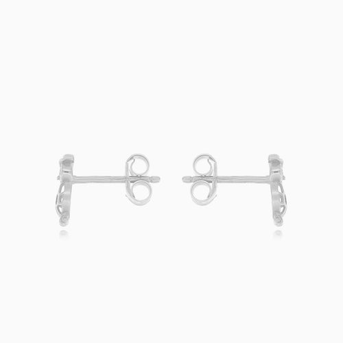 Boucles d’oreilles clous en or blanc avec zircon cubique hibou