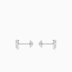 Náušnice s kulatým rámečkem s kubickými zirkony z 18kt bílého zlata