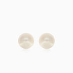 White gold with white pearl stud earrings