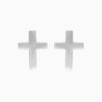 Clous d’oreilles croix en or blanc
