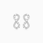 Náušnice nekonečno  z bílého zlata s kubickými zirkony