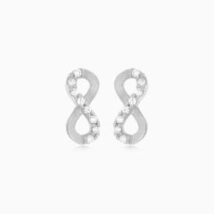 Náušnice nekonečno  z bílého zlata s kubickými zirkony