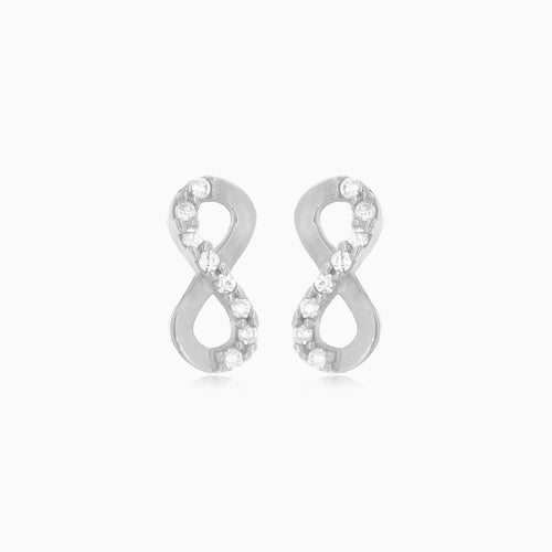 Náušnice nekonečno  z bílého zlata s kubickými zirkony