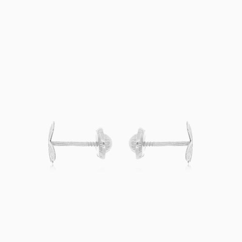 Butterfly White Gold Stud Earrings with Stud Screwback Closure
