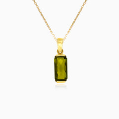 Pendentif en or jaune avec pierre de moldavite fantaisie