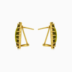 Oválné naušnice s moldavitem a kulatým broušeným granátem