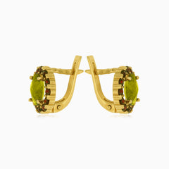 Boucles d’oreilles trésors royaux en moldavite et grenat